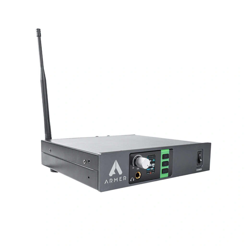 Transmissor Armer AX1001IEM com painel de um canal e entradas XLR