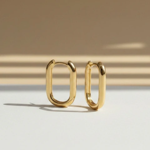 Aros argolla de plata enchapados oval De Dios