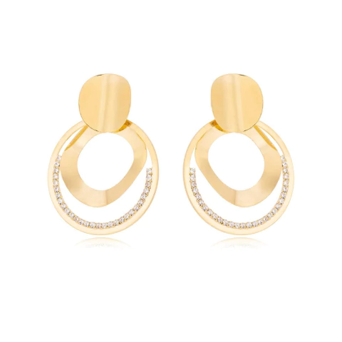 Brinco Argola Dupla Com Zircônia