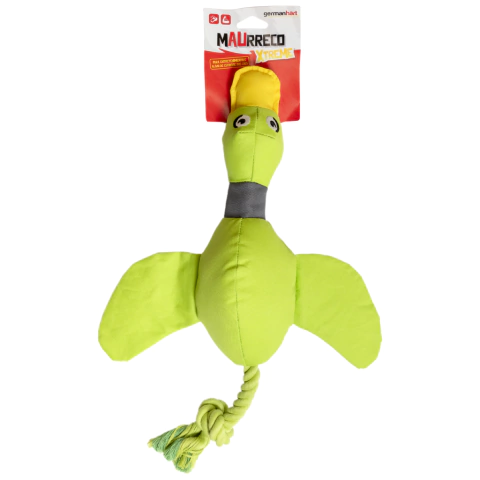 Pelúcia Maurreco da GermanHart com formato de pato e apito interno, indicada para cães que gostam de brinquedos macios com som