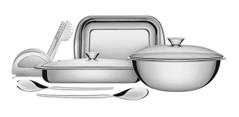 Juego 7pz Fuentes Bandejas Servir Tramontina Acero Samihome