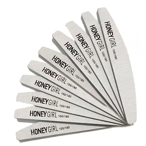 10 Lixas Bananão Boomerang Escrito Preto Honey Girl Unha Em Gel 100/180