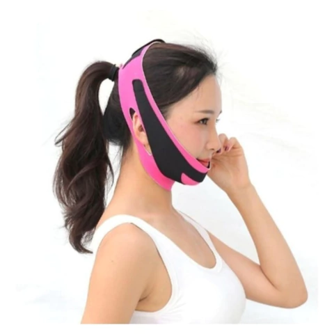 Faixa Rosa Cinta Facial Modela Afina Rosto Reduz Papada