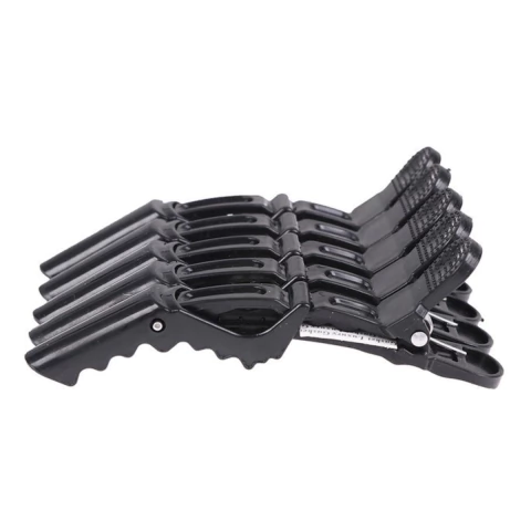 Kit com 6 Presilhas Jacaré Pretas para Cabelos Fixação Profissional