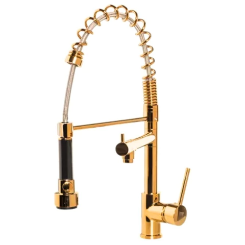 Torneira de Aço Inoxidável Bancada Cozinha Gourmet Monocomando Dourada