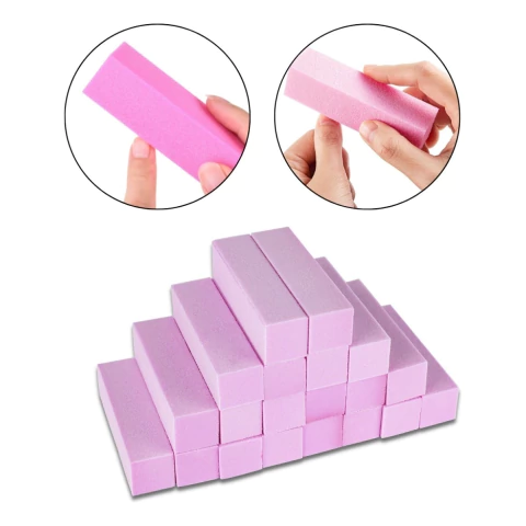 Kit 10 Lixas Bloco Rosa Polidora Fecha Poros Polir Unhas