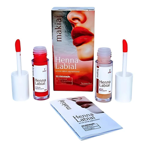 Henna Labial Sérum Pigmentante E Gloss Hidratante Makiaj 3ml