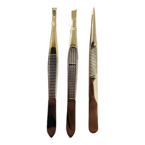 Conjunto De Pinças Solingen Designer Sobrancelhas Profissional Chanfrada, Reta, Agulha