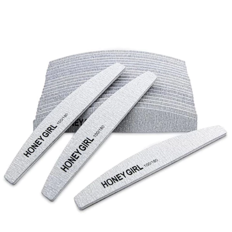 50 Lixas Bananão Boomerang Escrito Preto Honey Girl Unha Em Gel 100/180