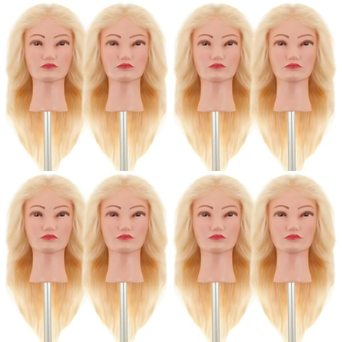 Kit com 25 Cabeças de Boneca Natural Loira Platinada 45cm de Cabelo Para Treino