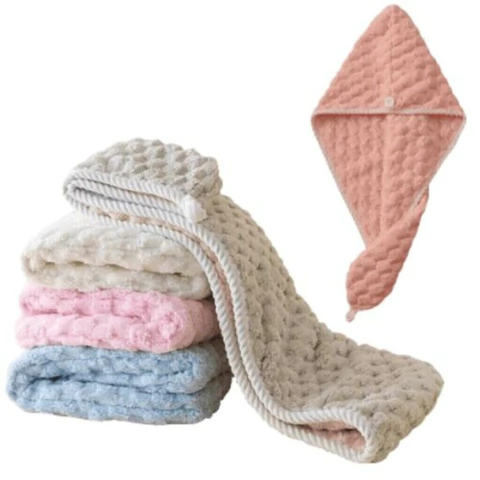 Toalha Touca Para Cabelo Super Macia de Microfibra Para Secagem Pós Banho