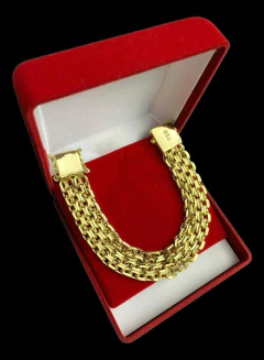 Pulseira Cadeado Quádruplo 16mm Banhado A Ouro 18k - comprar online