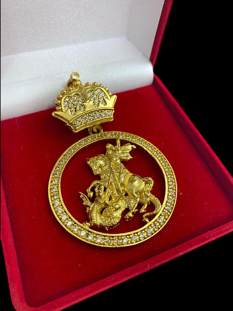 Pingente São Jorge Arco Pedras G Banhado A Ouro 18k - comprar online