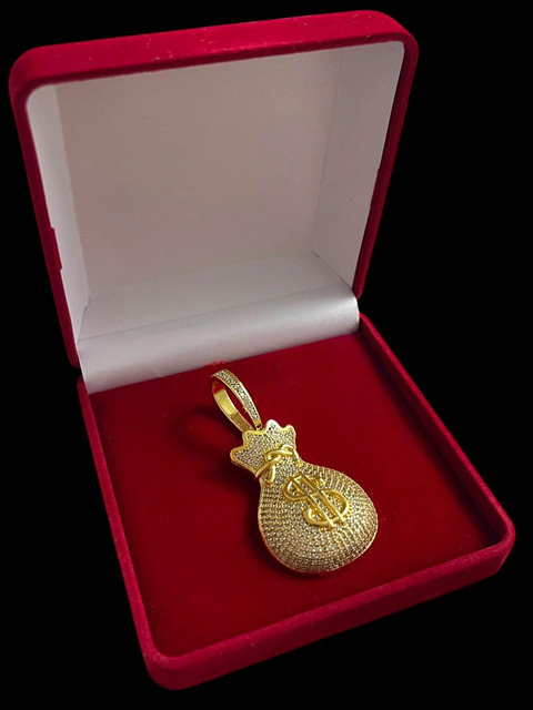 Pingente Saco De Dinheiro Fechada Banhado A Ouro 18k - comprar online