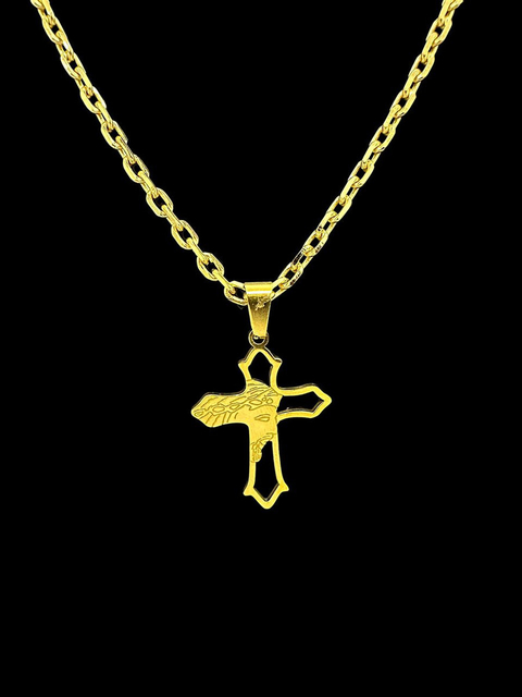 Pingente Cruz Face Cristo Banhado A Ouro 18k - comprar online