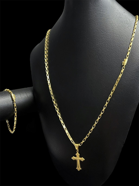 Kit Tijolinho 3.1mm + Pingente Cruz Banhado A Ouro 18k - comprar online