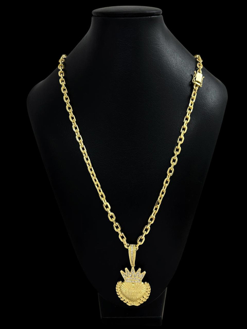 Cordão Cadeado 6mm + Pingente Banhado A Ouro 18k Luxo - comprar online