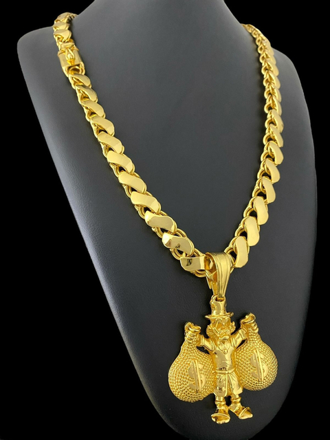 Cordão Friso S 13mm Dupla Face + Pingente Banhado A Ouro - comprar online