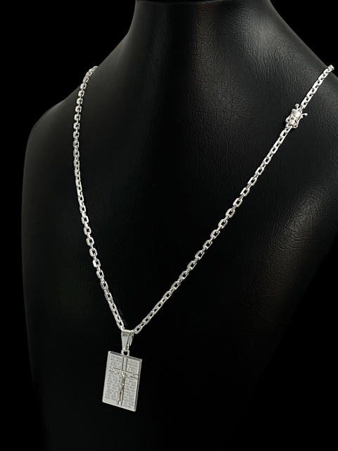 Cordão Grumet 3mm 70cm + Pingente Cruz Pai Nosso - comprar online