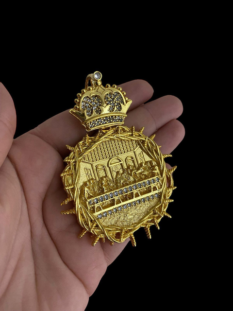 Pingente Jesus Santa Ceia Banhado A Ouro 18k Luxo - comprar online