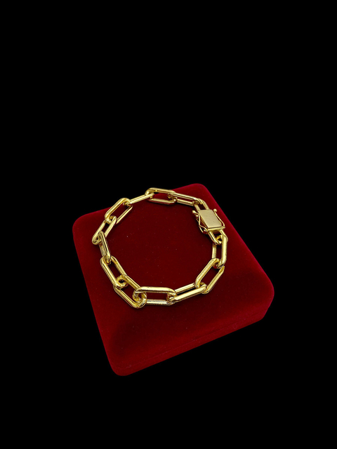 Pulseira Cadeado Alongado 12mm Banhada A Ouro 18k - comprar online