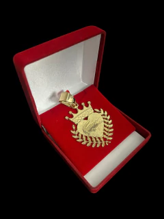Pingente Coração Coroa Jacaré Banhado A Ouro 18K - comprar online