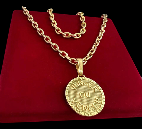 Cordão 8mm Cadeado + Pingente E Pulseira Banhado À Ouro 18k - comprar online