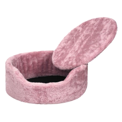 Cama cucha redonda de peluche suave color rosa para perros y gatos medianos