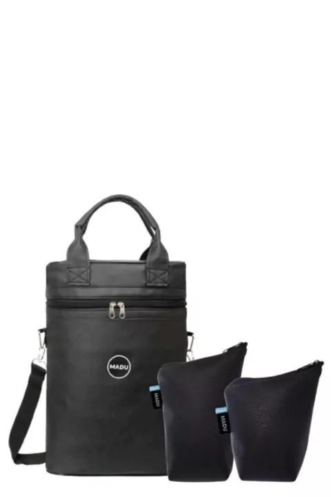 Mochila matera de ecocuero con estuches de yerba y azucar