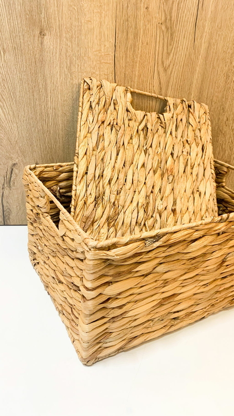 Caja con tapa seagrass GDE 40X53 cm