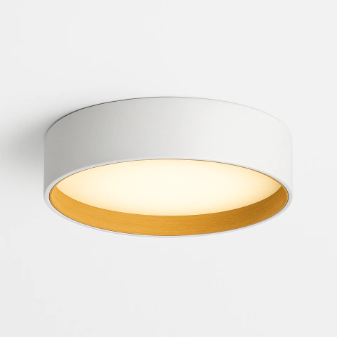 Plafon Decorativo Moderno Redondo Led 60w Luz Varible Dimerizable CCT 3000/4000k Blanco Madera Barcelona Puro - comprar online