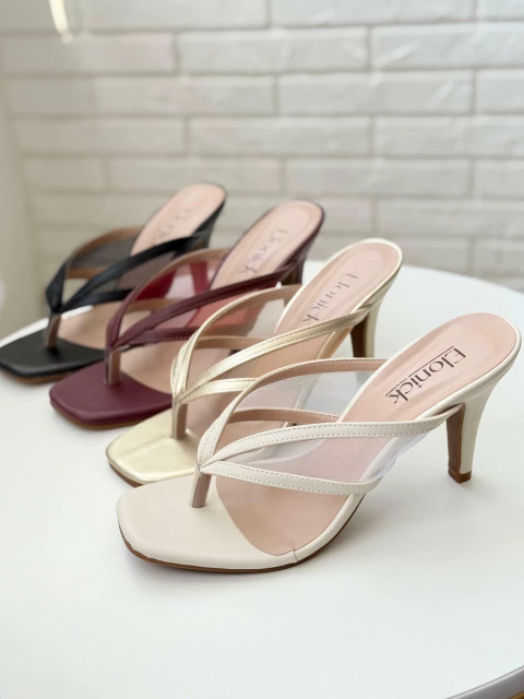 Sandália de Salto Com Transparência Tule