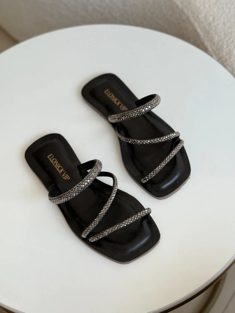 Rasteira Tira com Strass Mariana