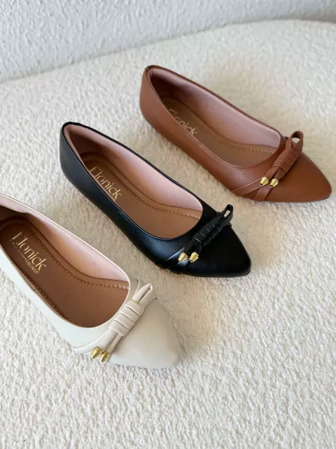 Sapatilha Bico Fino com Laço e Ponteiras - comprar online