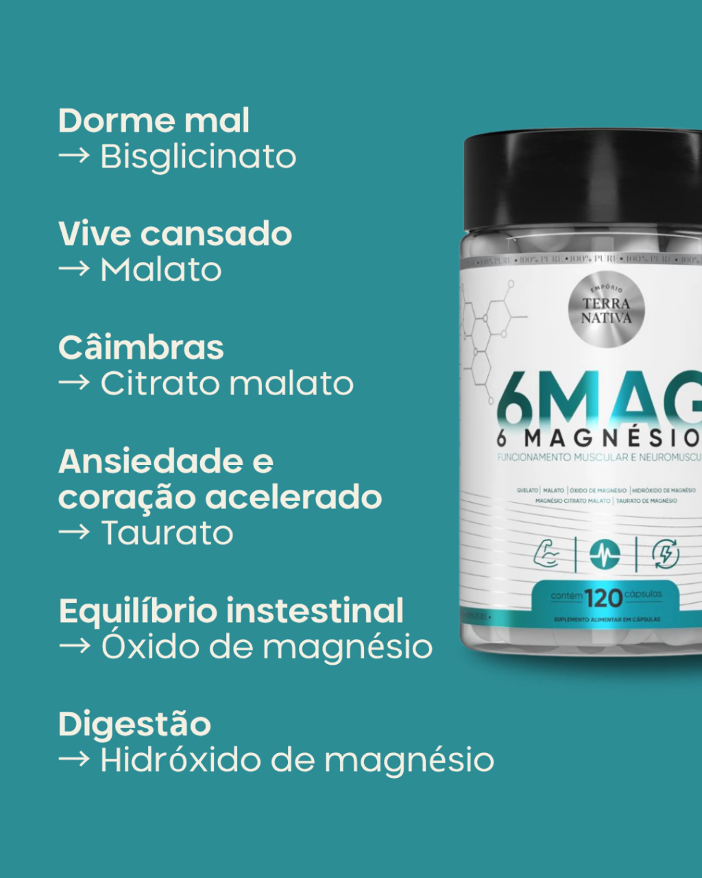 6 Magnésios Origem Verde, tabela nutricional