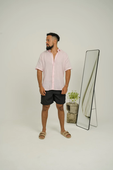 CAMISA MC LINHO TRAMORE ROSA BB - comprar online