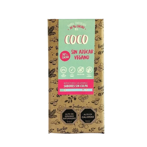 Barra Amargo Cacao con Coco Vegana SABORES SIN CULPA