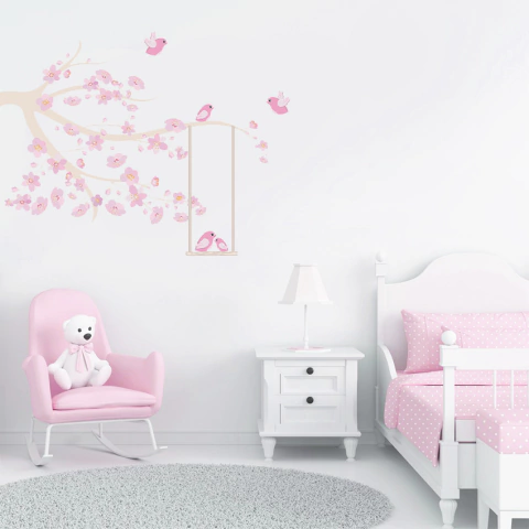 Adesivo de Parede Infantil Galho com Balanço Bege - comprar online