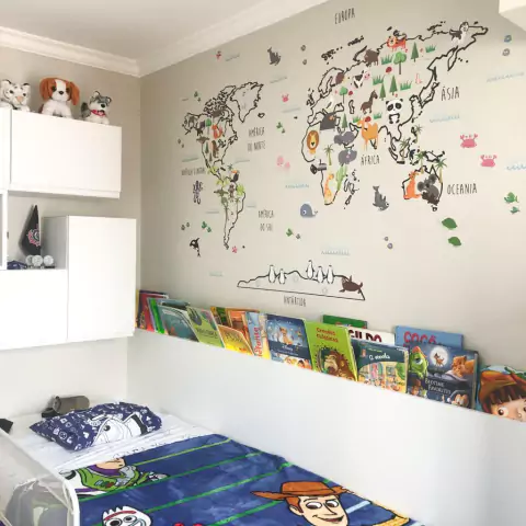 Adesivo de Parede Infantil Mapa Bichos - comprar online