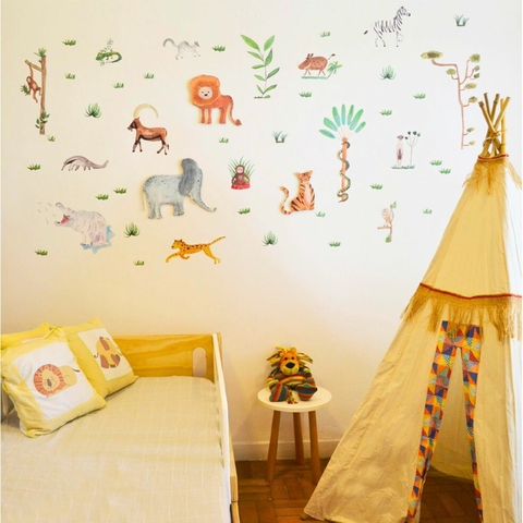 Adesivo de Parede Infantil Safari em Aquarela - comprar online