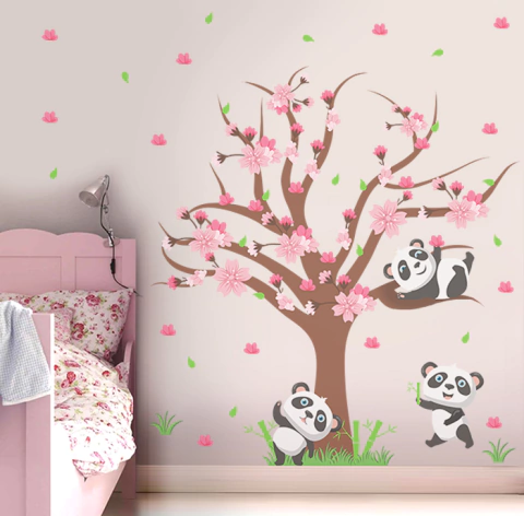 Adesivo de Parede Infantil Pandas na Árvore - comprar online