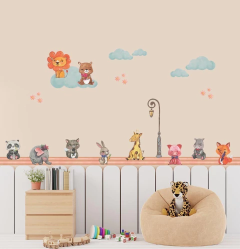 Adesivo de Parede Infantil Bichinhos em Aquarela - comprar online