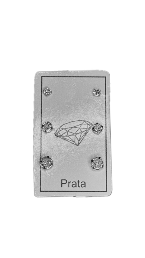 Trio de Brincos de Zircônia