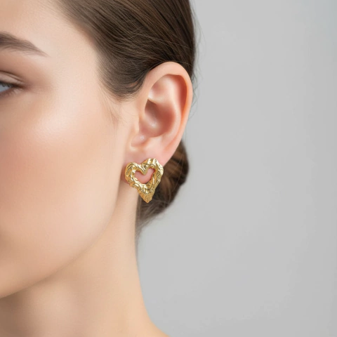 Brinco Folheado Coração - comprar online