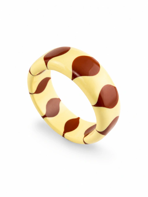 Bracelete resina creme e laranja