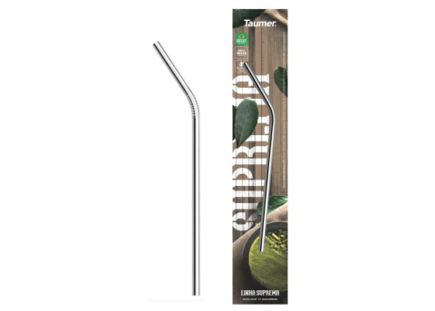 Canudo Curvado Inox 21cm Taumer