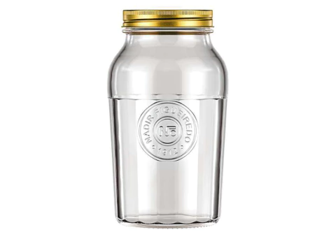 Pote Vidro 1,5L Americano Vintage Vidro Incolor com Tampa Metalizada
