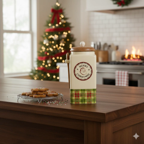 Pote com Tampa Versailles Xadrez Natalino – G (13 x 26 cm) - comprar online
