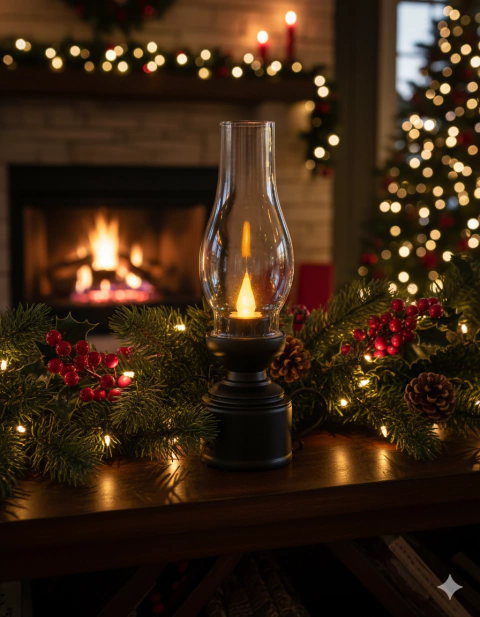 Lamparina Retrô com LED – Preta - 18,5