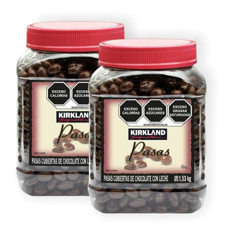 2 Botes De Pasas Cubiertas Con Chocolate 1.53kg Kirkland